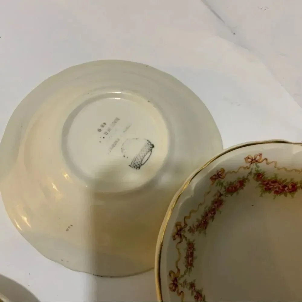 Edwin M.Knowles Semi Vitreous Vtg Wild Rose 5” bowl Set of 4 Fruit/Dessert Bowl
